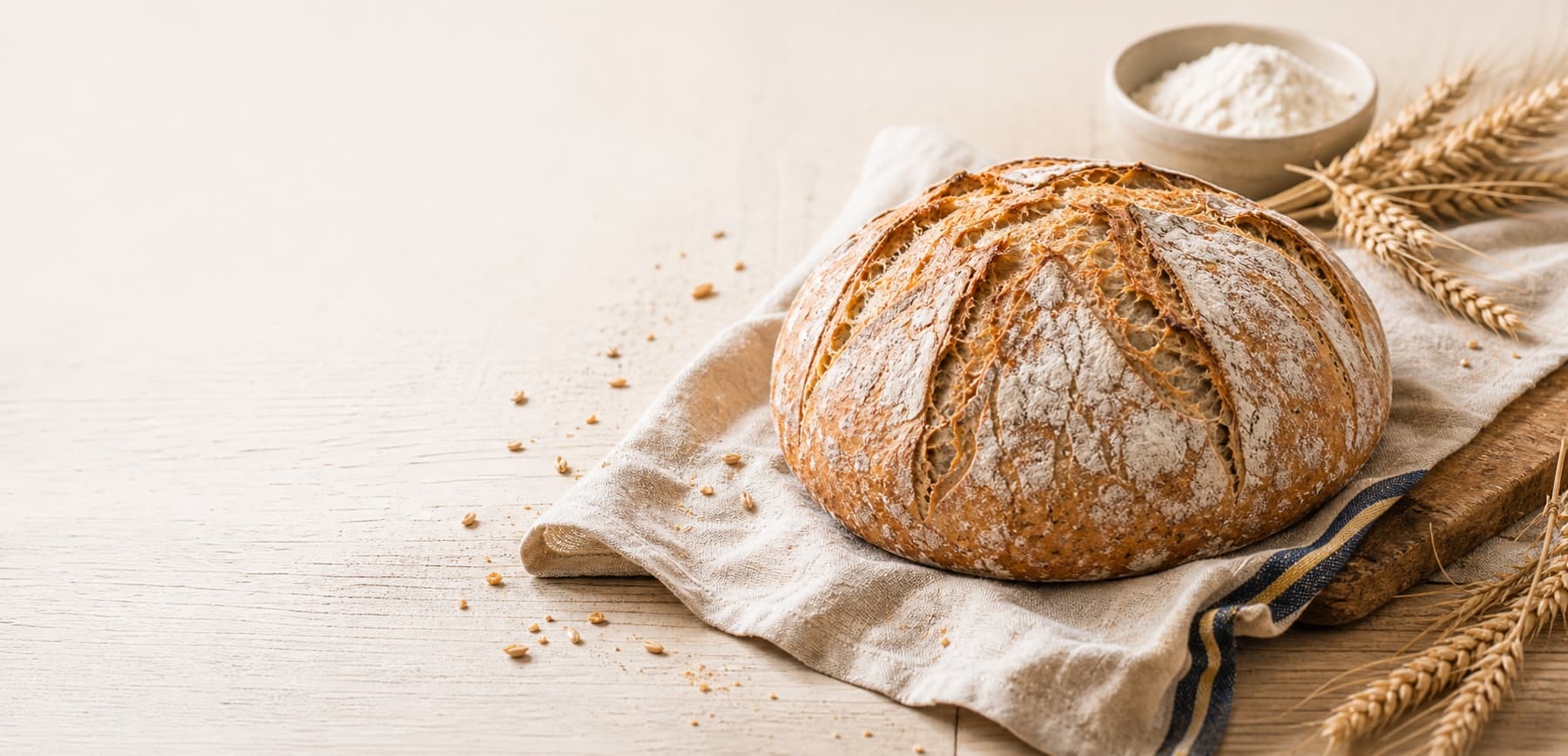 Rustikales Bio-Brot auf Leinen