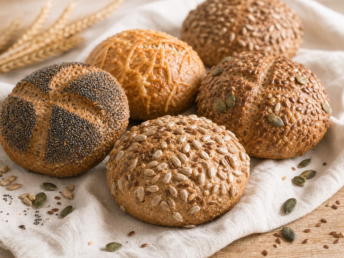 Weizenvollkornbrötchen m. Saaten
