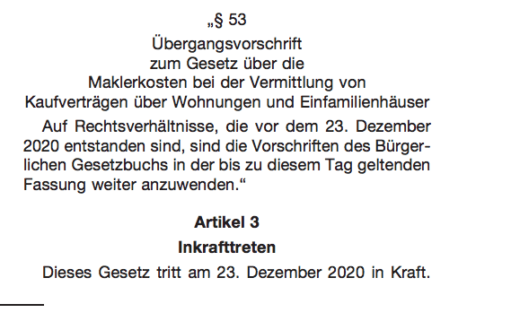 Die Übergangsfrist für das neue Maklerrecht endet am 22.12.2020