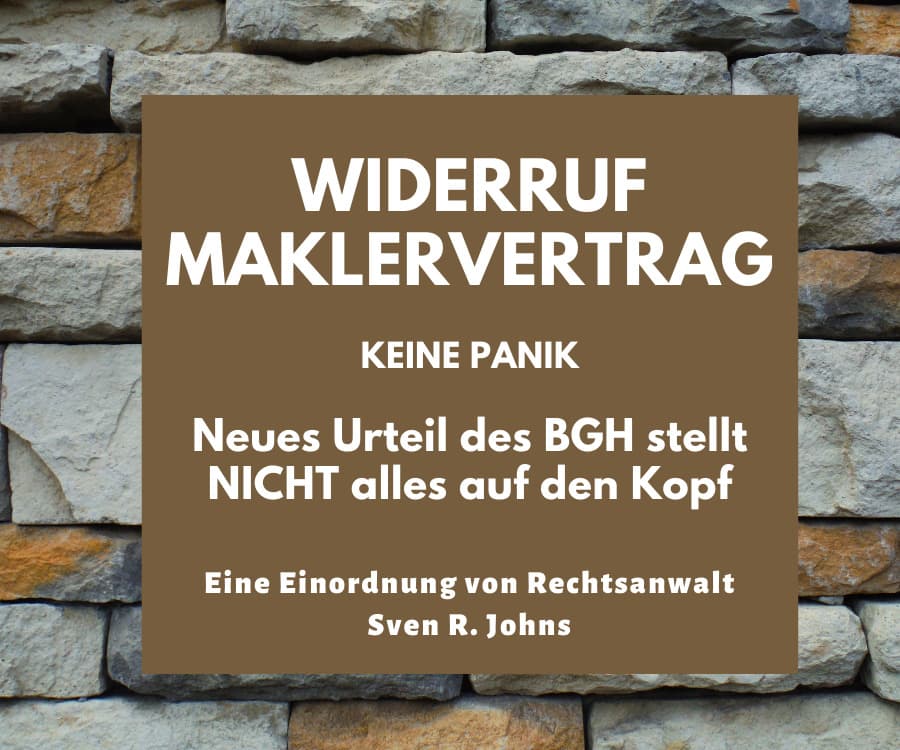 Widerruf Maklervertrag Urteil BGH 2020