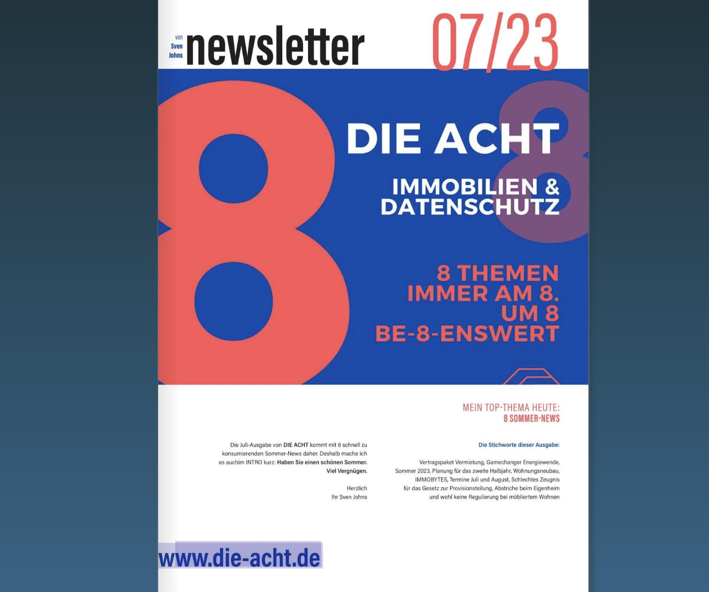 Die neue Ausgabe von DIE ACHT ist erschienen